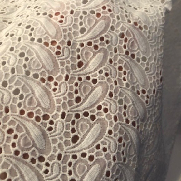 J. Crew White Lace Front Cotton T-shirt-Size Large-Worn 1x Spring Summer - Picture 5 of 8